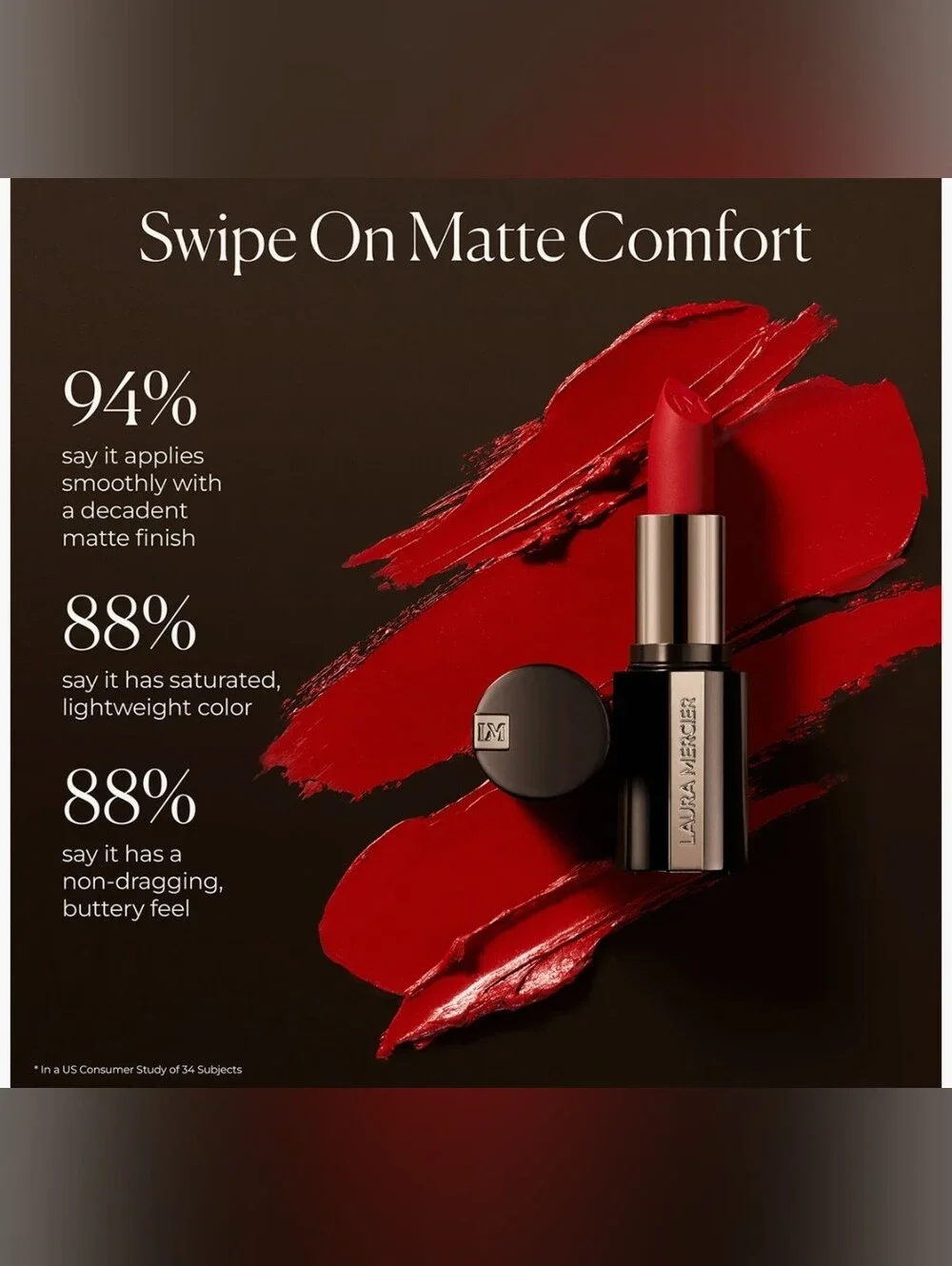 Laura Mercier Caviar Smoothing  Matte Lipstick in Coral Velour 888